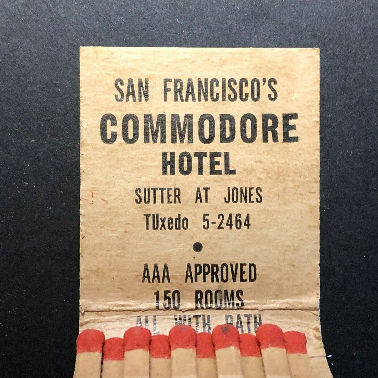 1940's-50's Full Matchbook - Commodore Hotel - San Francisco, CA