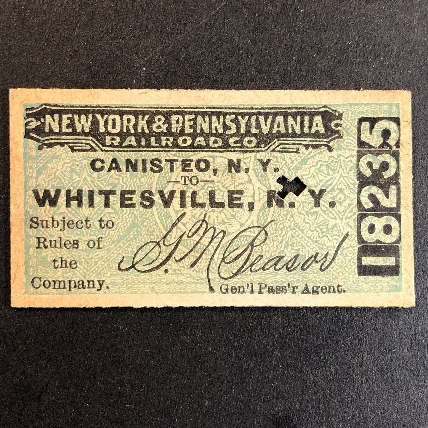New York & Pennsylvania Railroad July 10 1917 Whitesville, NY Ticket #18235