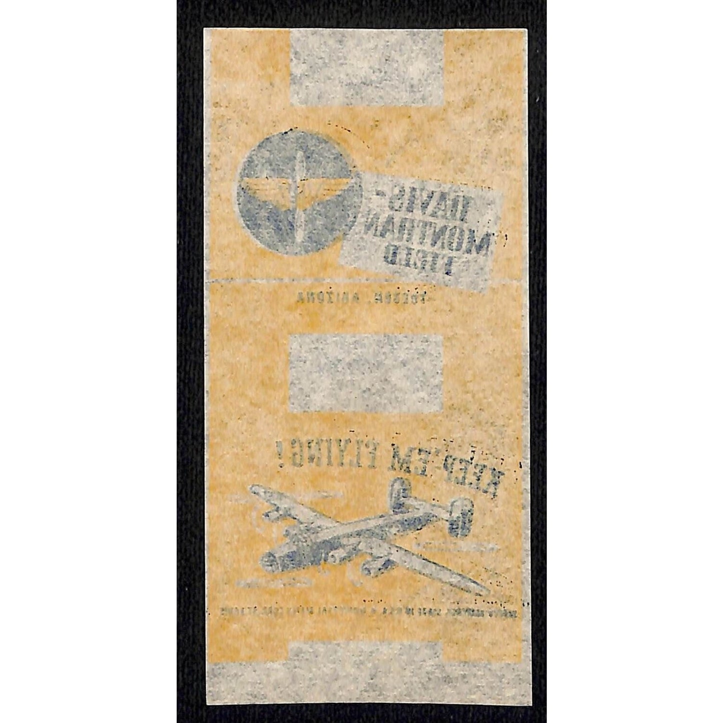 Davis-Monthan Field Air Force Tucson, AZ WWII Matchbox Label - Scarce Yellow*