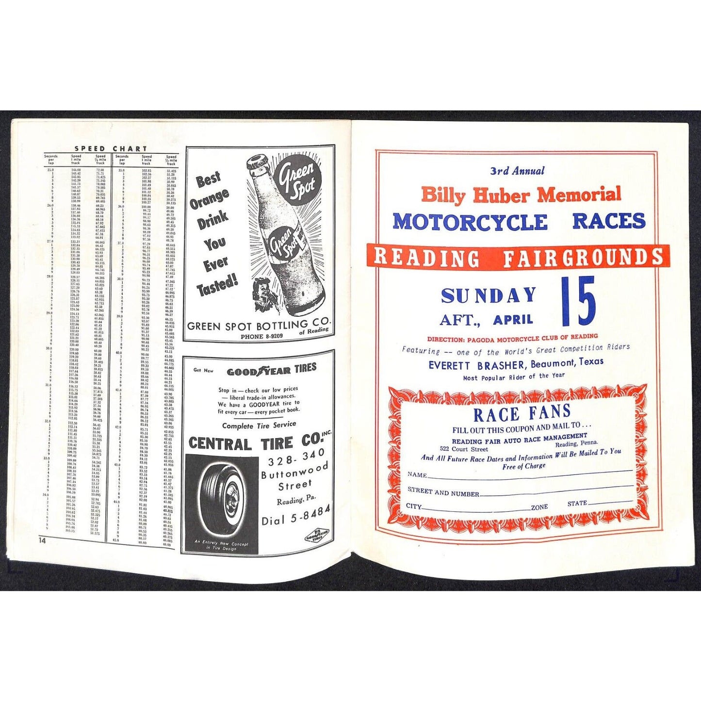 Reading Fairgrounds 1956 USAC Auto Race Program Half Mile 12pp* Scarce