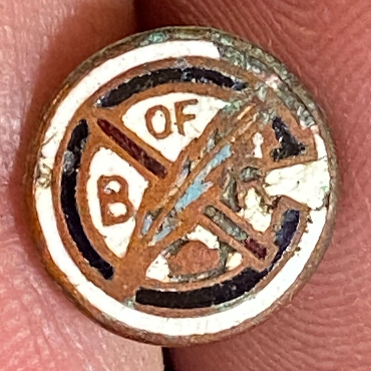 Brotherhood of Railroad Clerks Small Enameled Lapel Pin 9.5mm c1925-35 w/ Damage