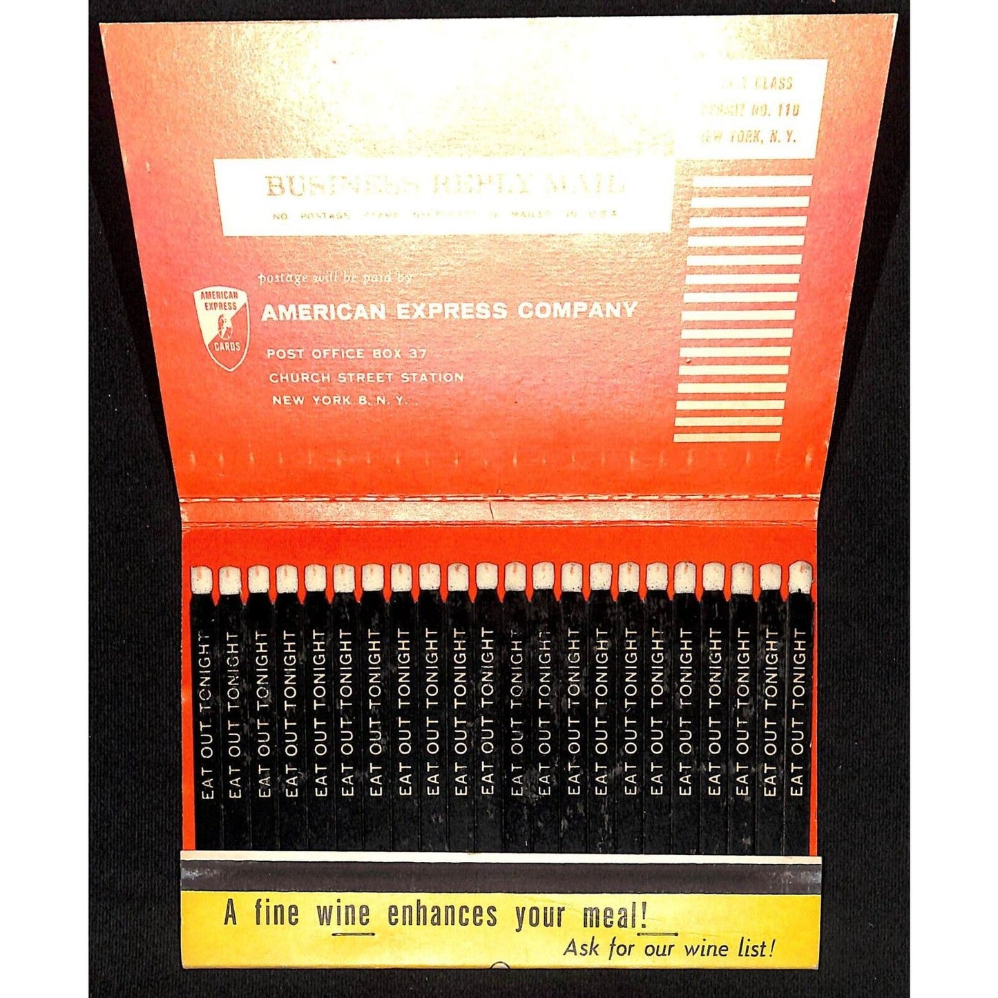 American Express Henry Stampler's NYC Giant Matchbook / Postcard VGC c1960's