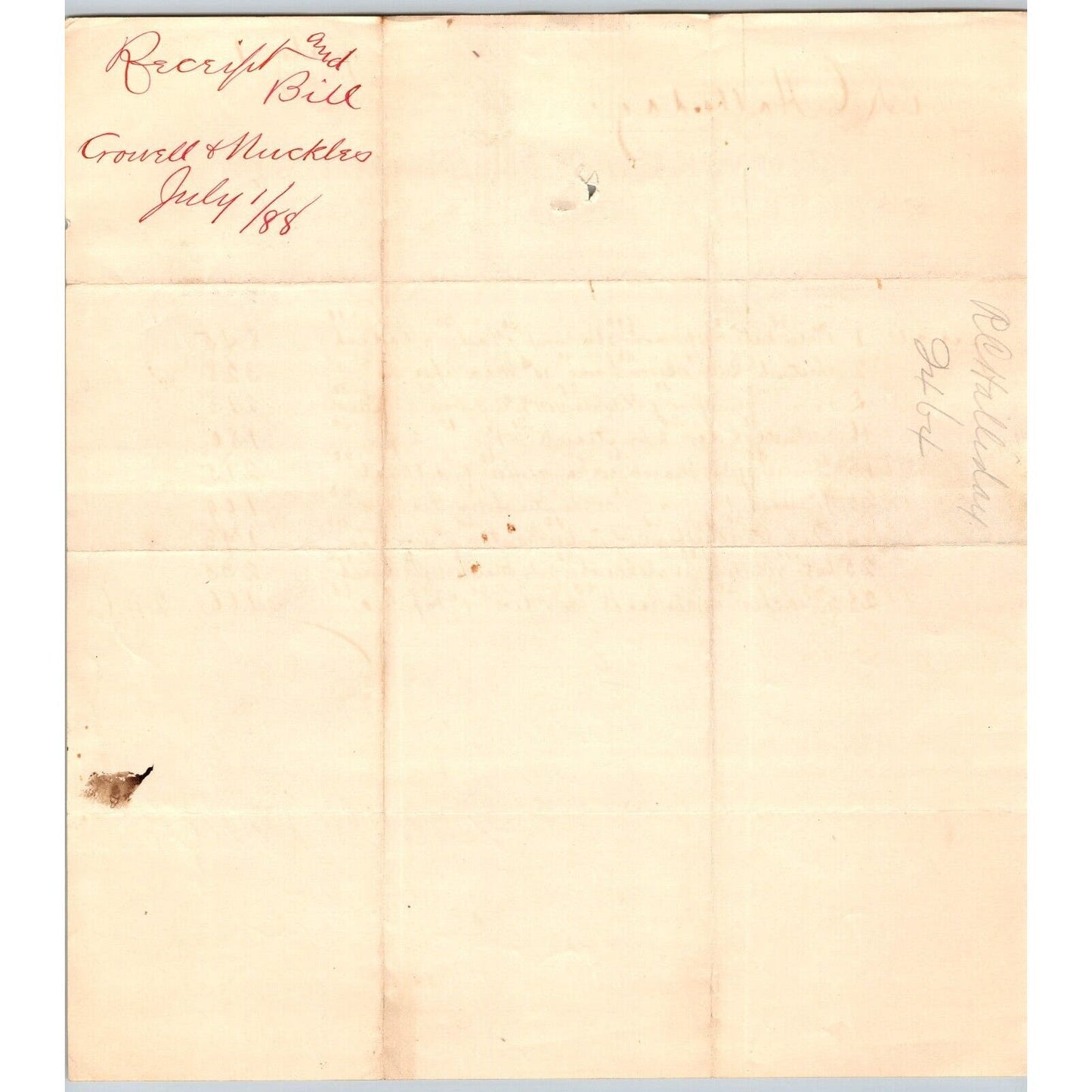 Dillon MT Crowell & Nuckolls July 1888 Billhead Fancy Groceries R.C. Halliday*