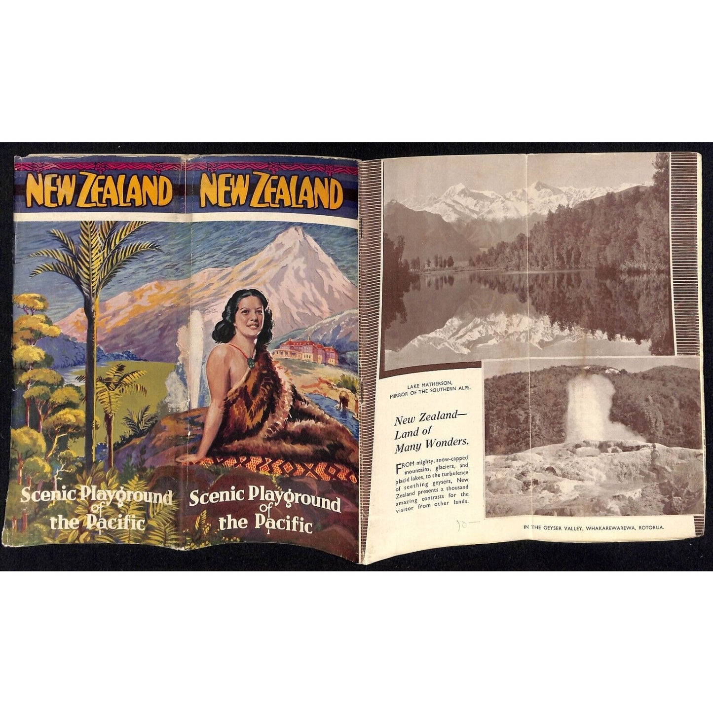 New Zealand "Scenic Playground of the Pacific" Pictorial Travel Guide 32pp c1933