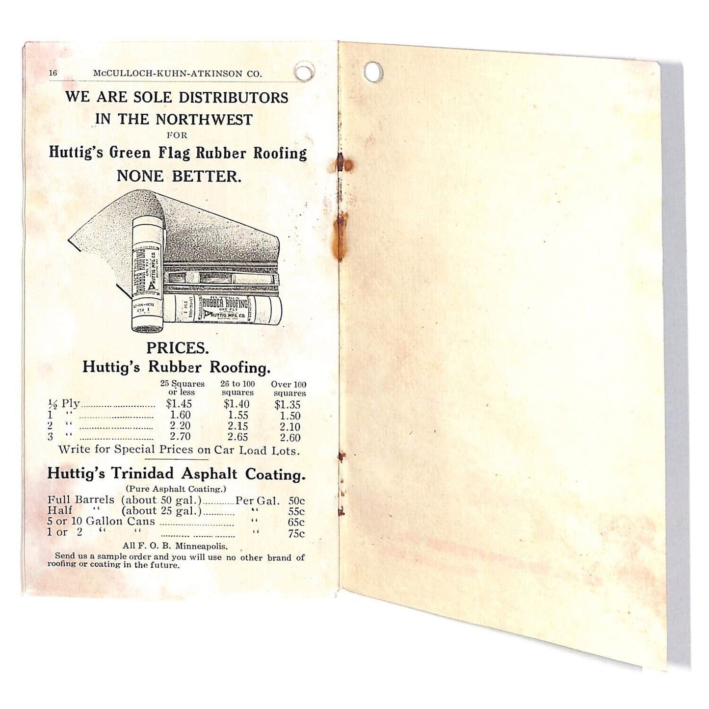 McCulloch, Kuhn, Atkinson Co. 1907 16pp Catalog Booklet & Cover Scarce