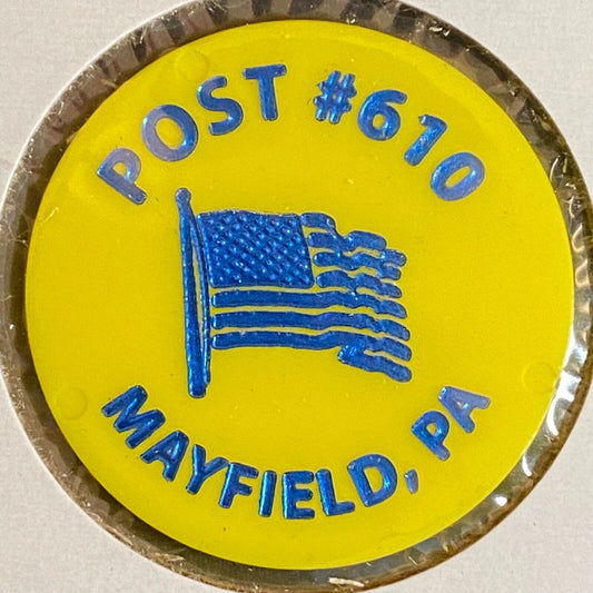 Mayfield, PA American Legion Post #610 c1980's Plastic Token "G/F One Whiskey"