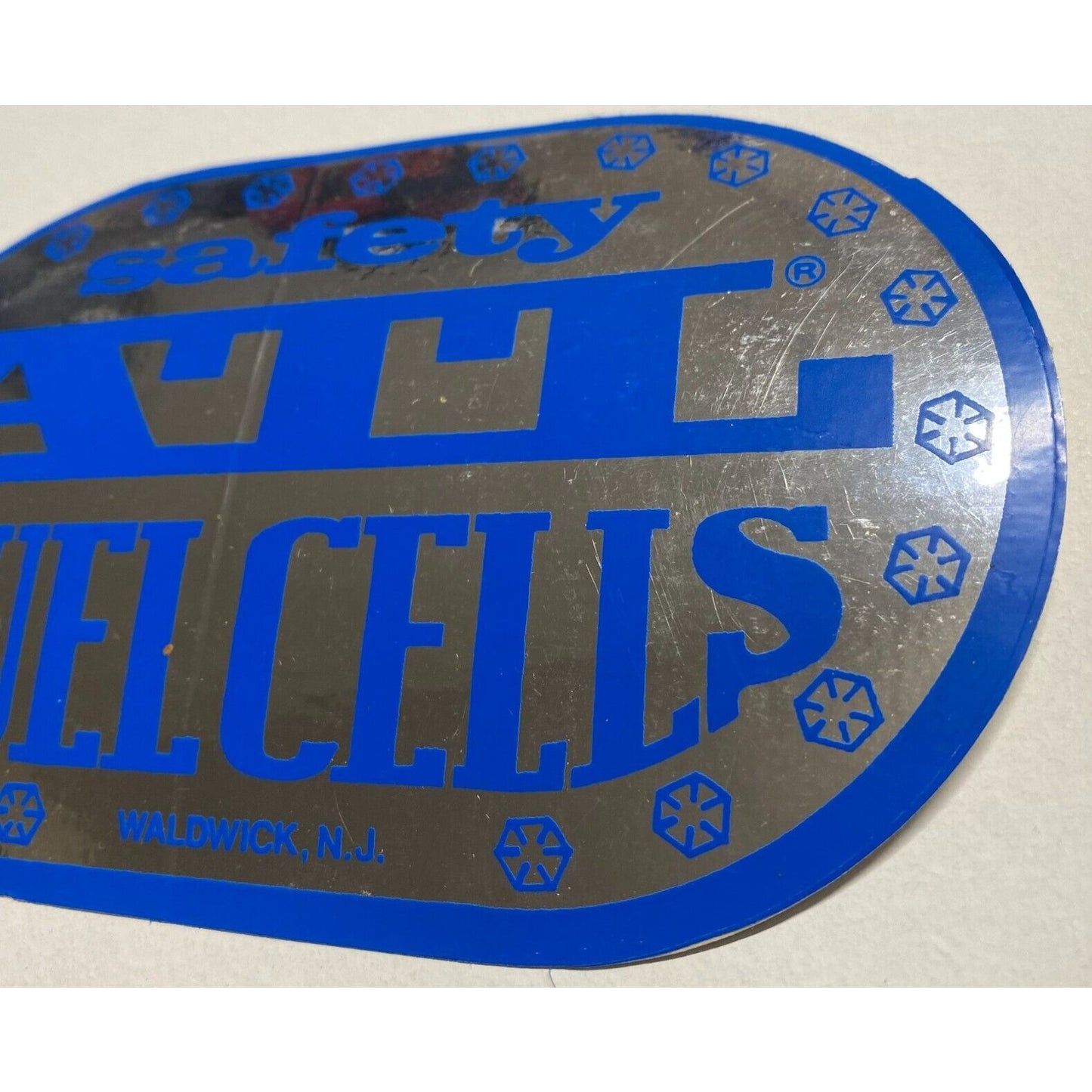 ATL Safety Fuel Cells Waldwick, NJ Original Sticker Blue & Mylar c1978 (#2)