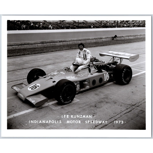Lee Kunzman #16 1973 Indianapolis Motor Speedway 8" x 10" Photo IMS Stamp VGC