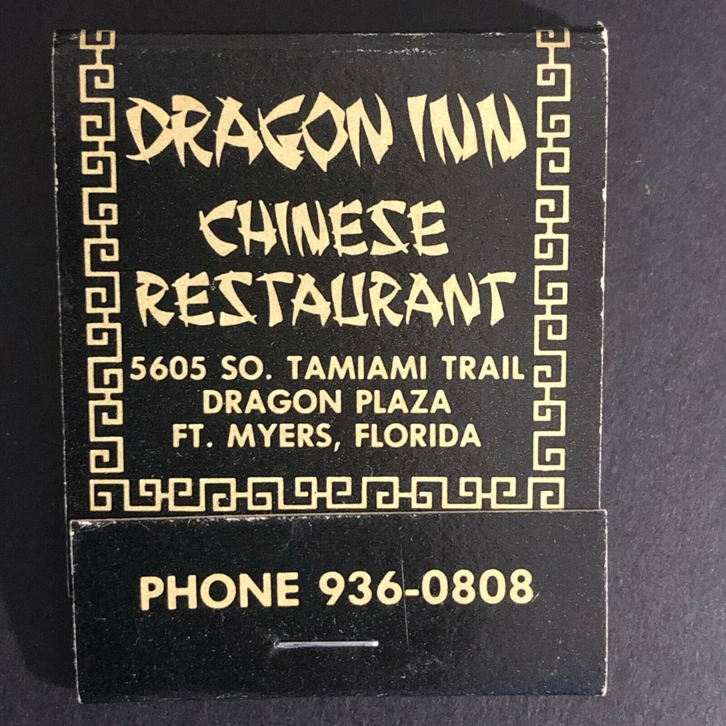 Dragon Inn Chinese Restaurant St. Meyers, FL c1970's-80's Full Matchbook