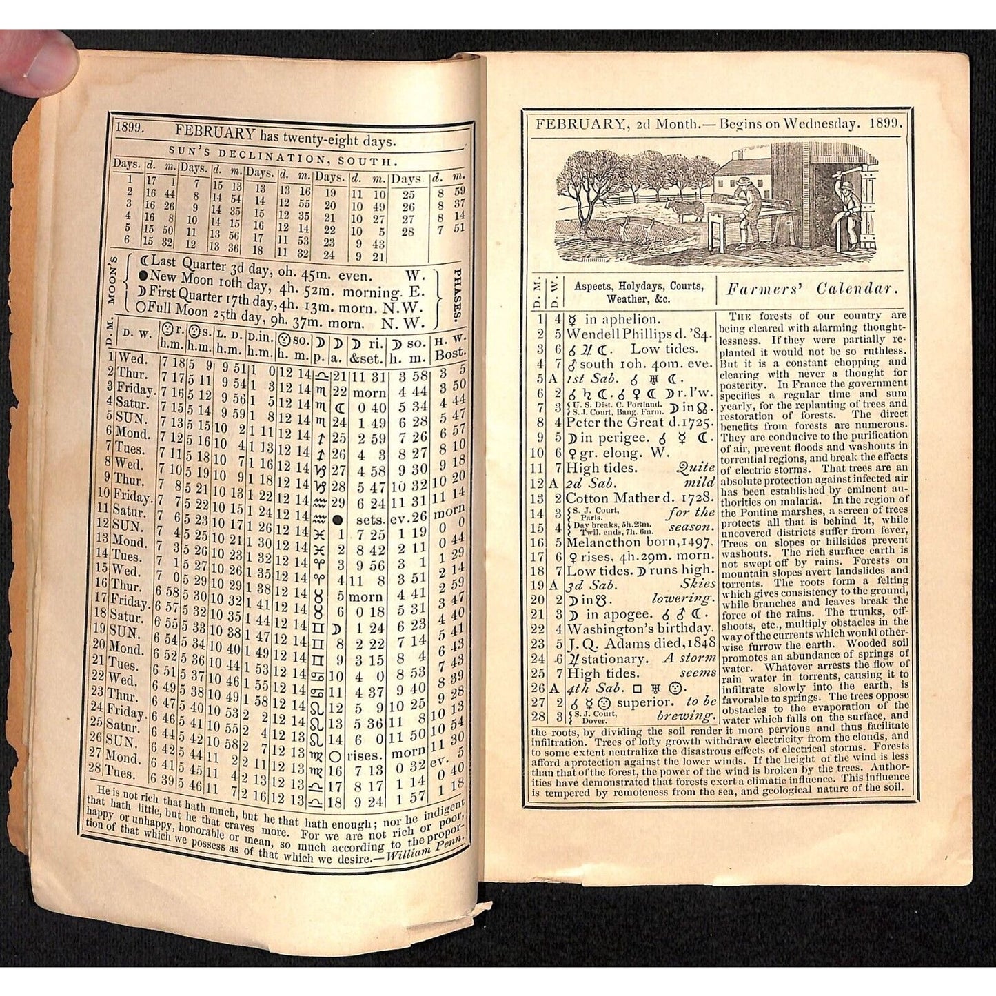 1899 Maine's Farmers Almanac Daniel Robinson Charles E Nash Augusta 46pp Scarce