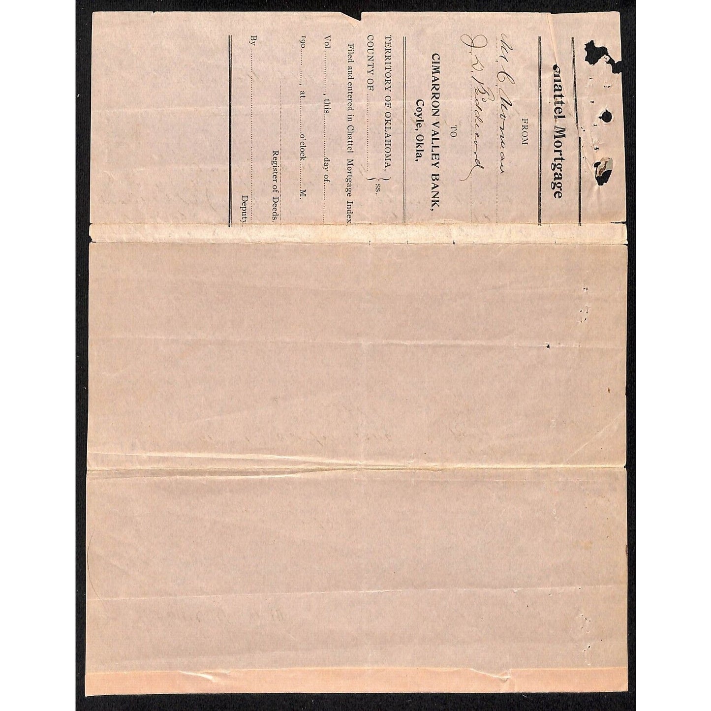 1903 Territorial Oklahoma Promissory Note - $24.84 @ 12% Interest
