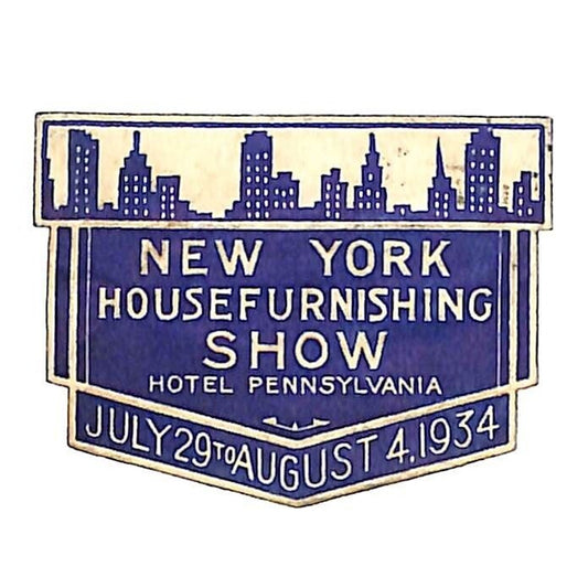 1934 New York Housefurnishing Show Hotel Pennsylvania Skyline Embossed Sticker