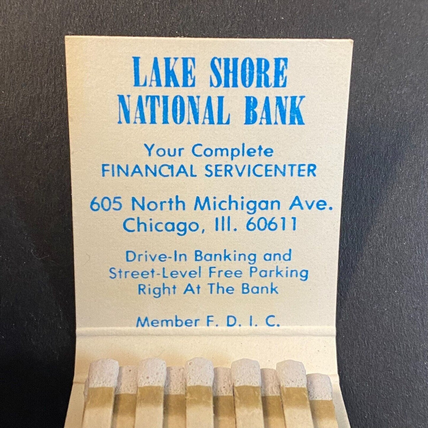 Lake Shore National Bank Chicago, Il c1965-73 Full Matchbook