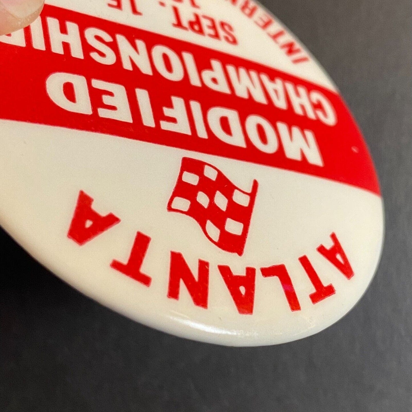Atlanta A.I.R. Raceway 1963 "Modified Championship" Steel Pinback Button 2" VGC