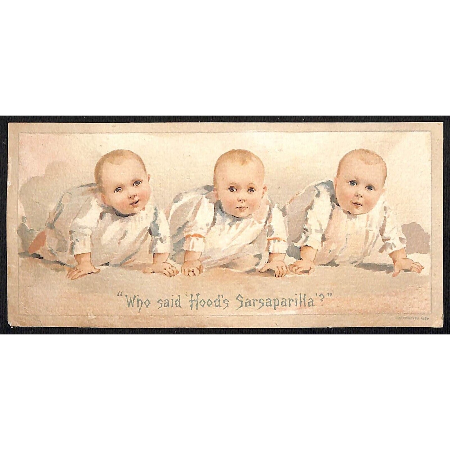 Hood's Sarsaparilla / Blood Purifier Victorian Trade Card w/ Triplet Babies