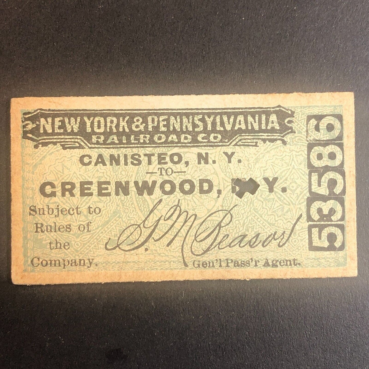 New York & Pennsylvania Railroad July 21 1917 Greenwood, NY Ticket #53586