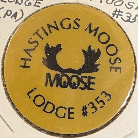 Hastings Moose Lodge #353 c1970's-80's Plastic "0.75" Token
