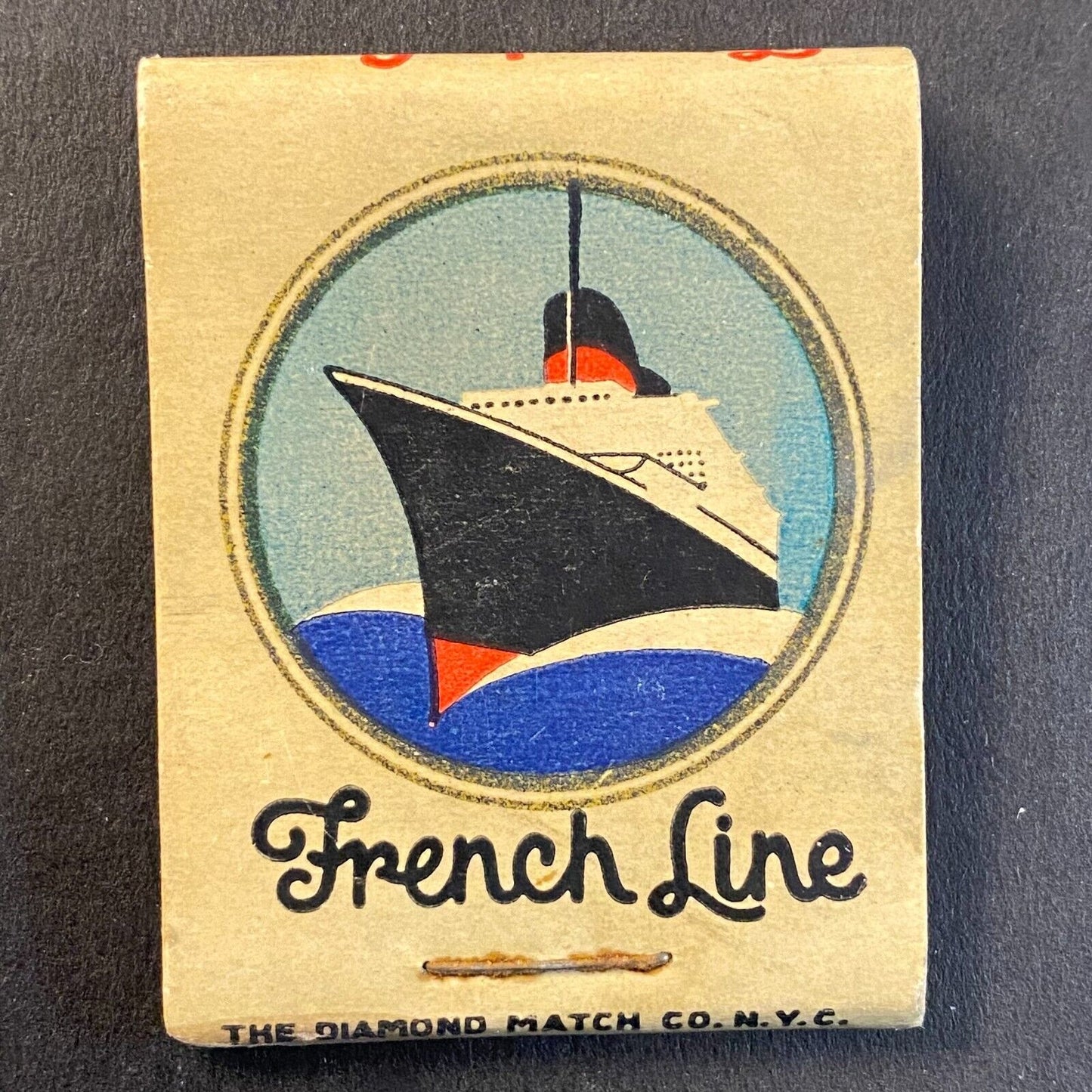 French Lines Full 20-Strike Matchbook c1930's-40's Very Scarce