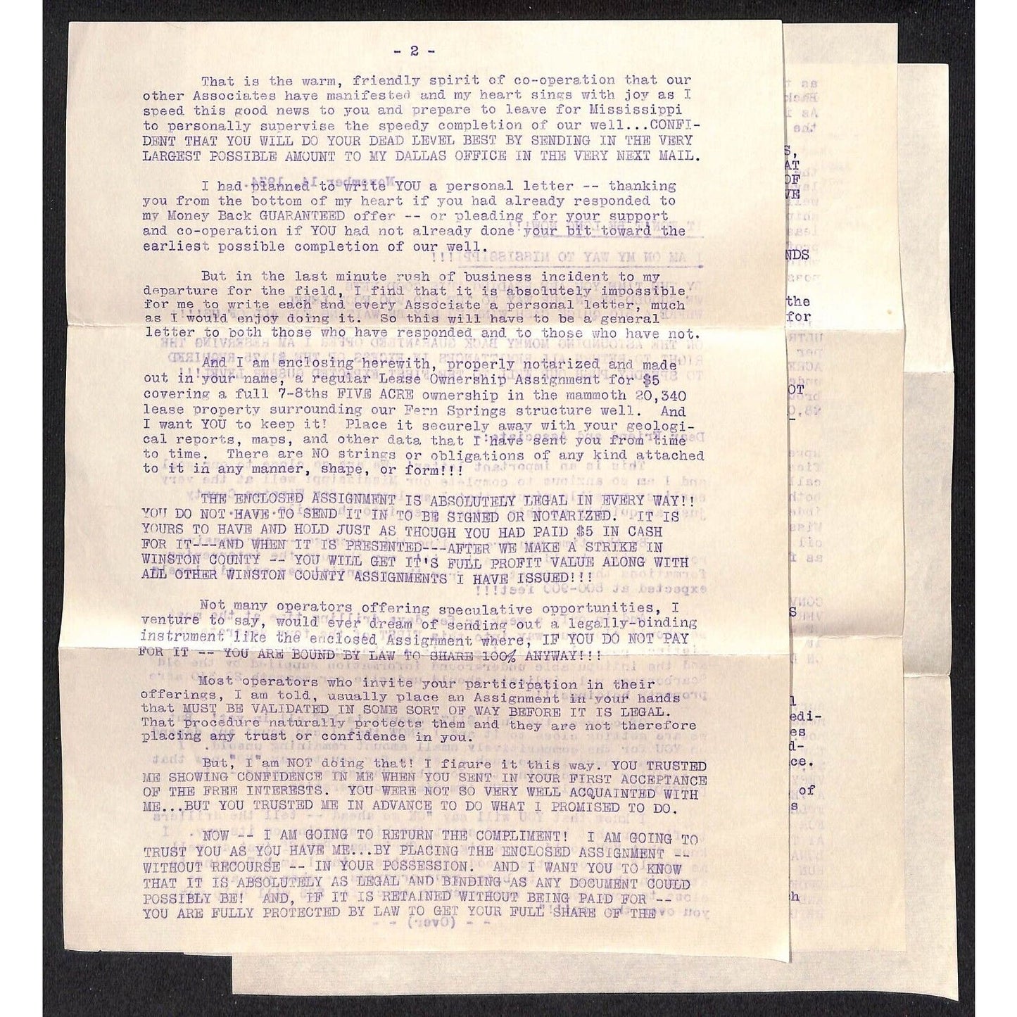 Jack R. Vale Dallas 1934 Oil Investment Scheme ? Promotion Letter 5pp