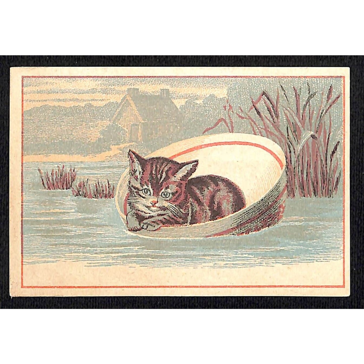 San Francisco Mission Soap Candle Works Victorian Trade Card Kitten Floating