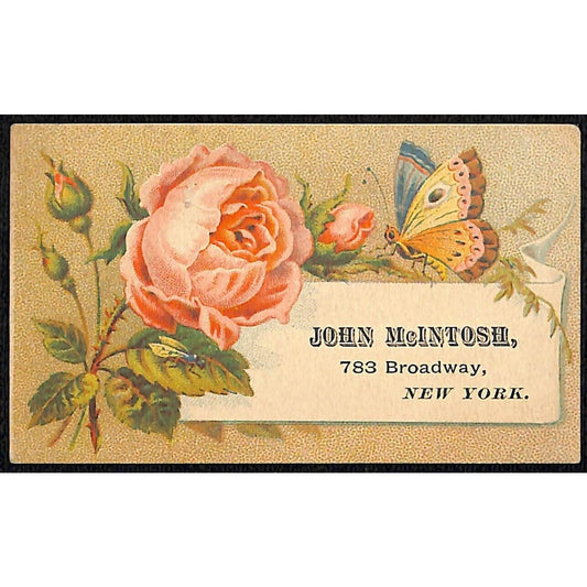 John McIntosh Laces Embroideries Broadway NYC Victorian Trade Card Floral