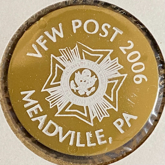 Meadville, PA VFW Post 2006 c1980's Plastic Token "$3.25 Drink"