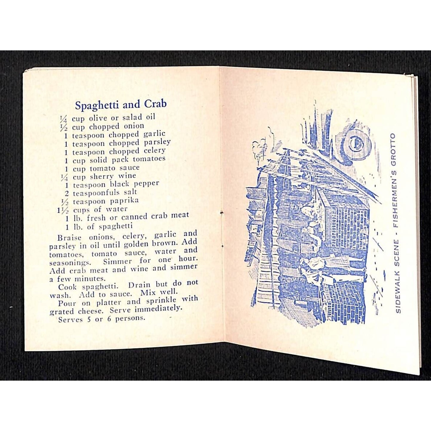 Fishermen's Grotto Restaurant San Francisco Small Recipe Book 12pp c1940's