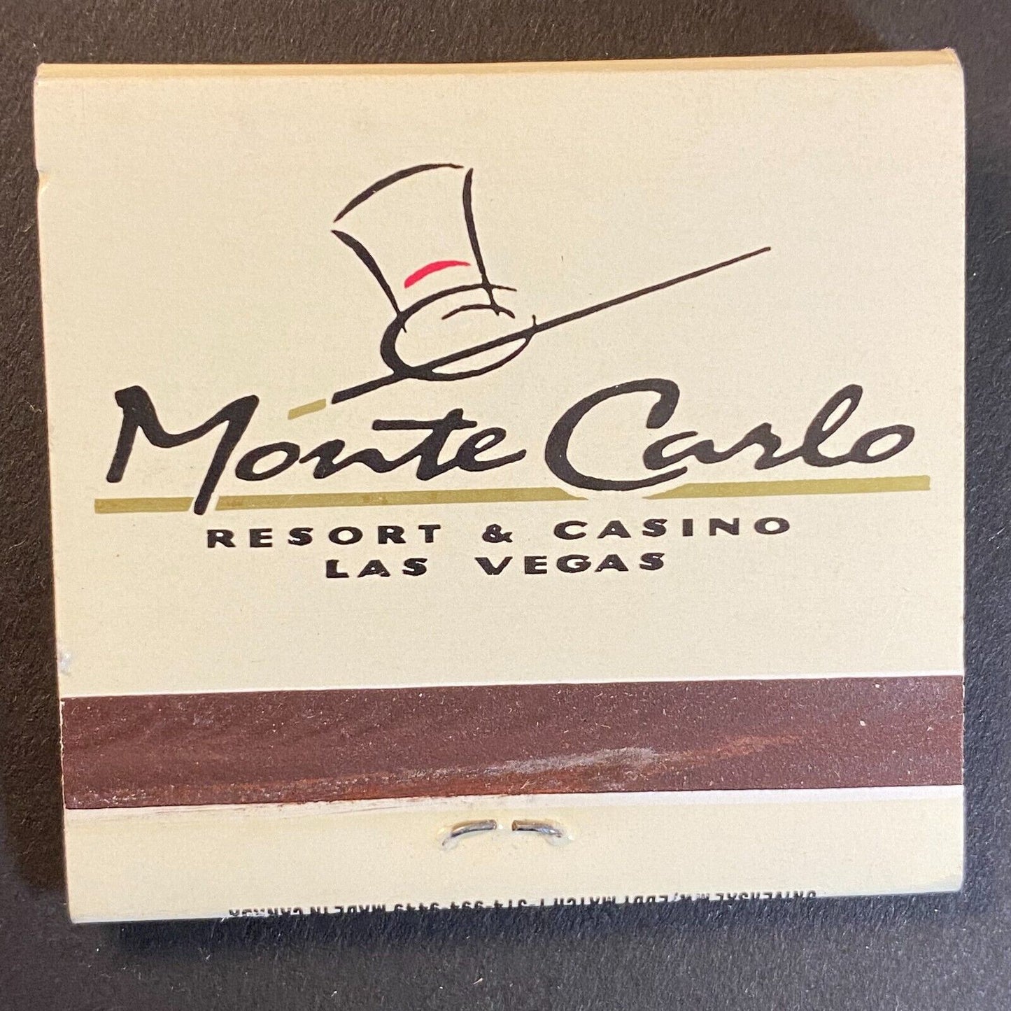 Monte Carlo Resort Casino Las Vegas Near Full (-1) Matchbook c1974-80's Top Hat