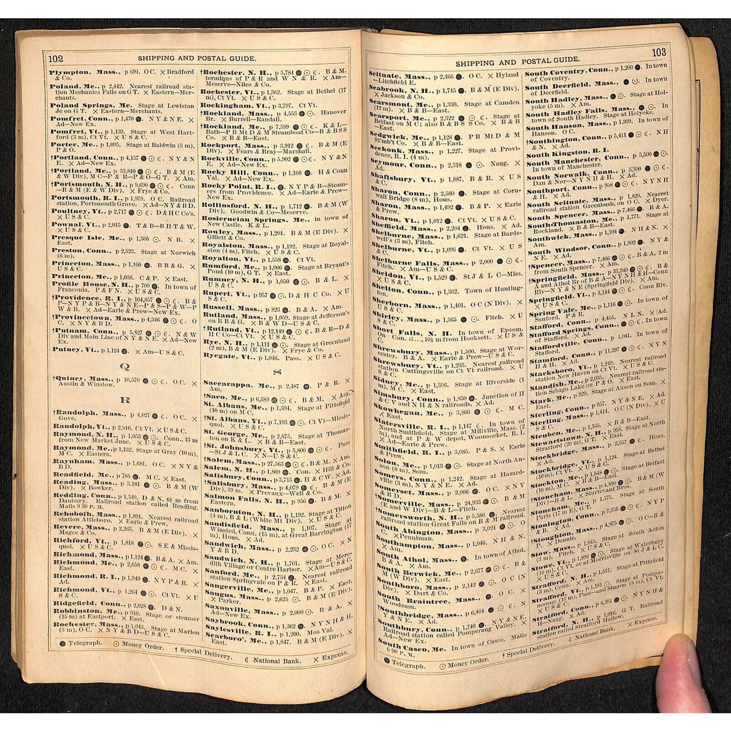 1885 Commercial Travelers Railroad Guide & Hotel Directory NY & NE States 112pp