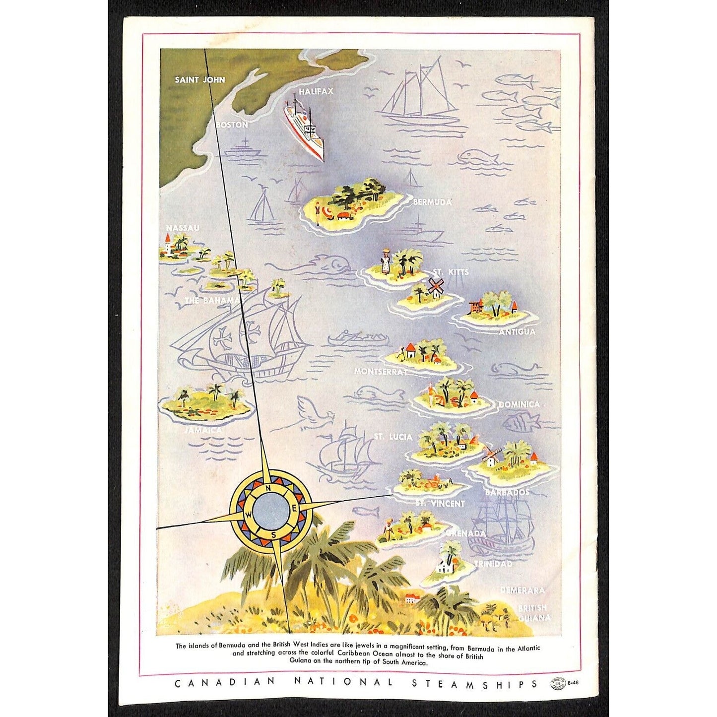 Canadian National West Indies Steamships Cruises c1948 Brochure 16pp