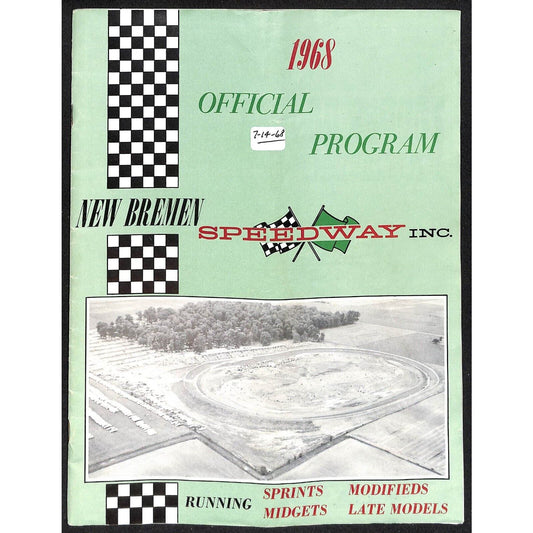 New Bremen Speedway Auto Racing Program 7/14 1968 35pp Scarce