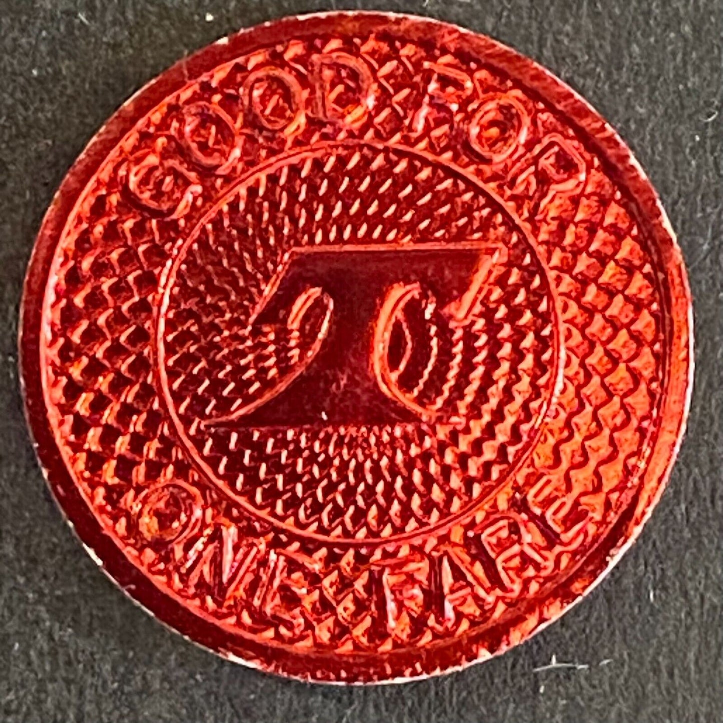 Decatur, IL Red Annodized Alum. G/F One Fare Transit "T" Token 16mm Scarce