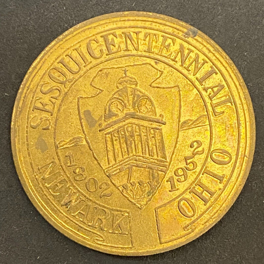 Newark, Ohio Sesquicentennial 1802 - 1952 G/F 50¢ Brass Trade Token 32mm (#6)