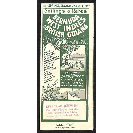 Canadian National Steamships "Lady Liners" 1937 Bermuda West Indies Brochure