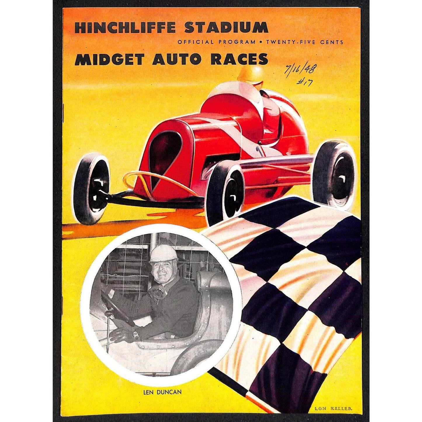 Hinchliffe Stadium Midget Auto Races 7/16 1948 Program Len Duncan 8p VGC Scarce