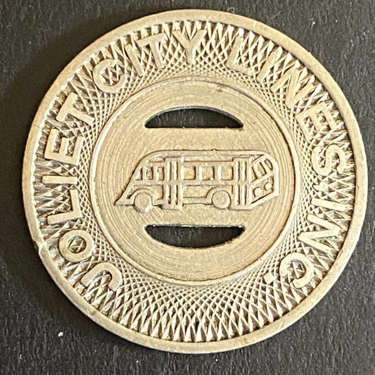 Joliet City Lines G/F One Fare Bus Transit Token 23mm VGC