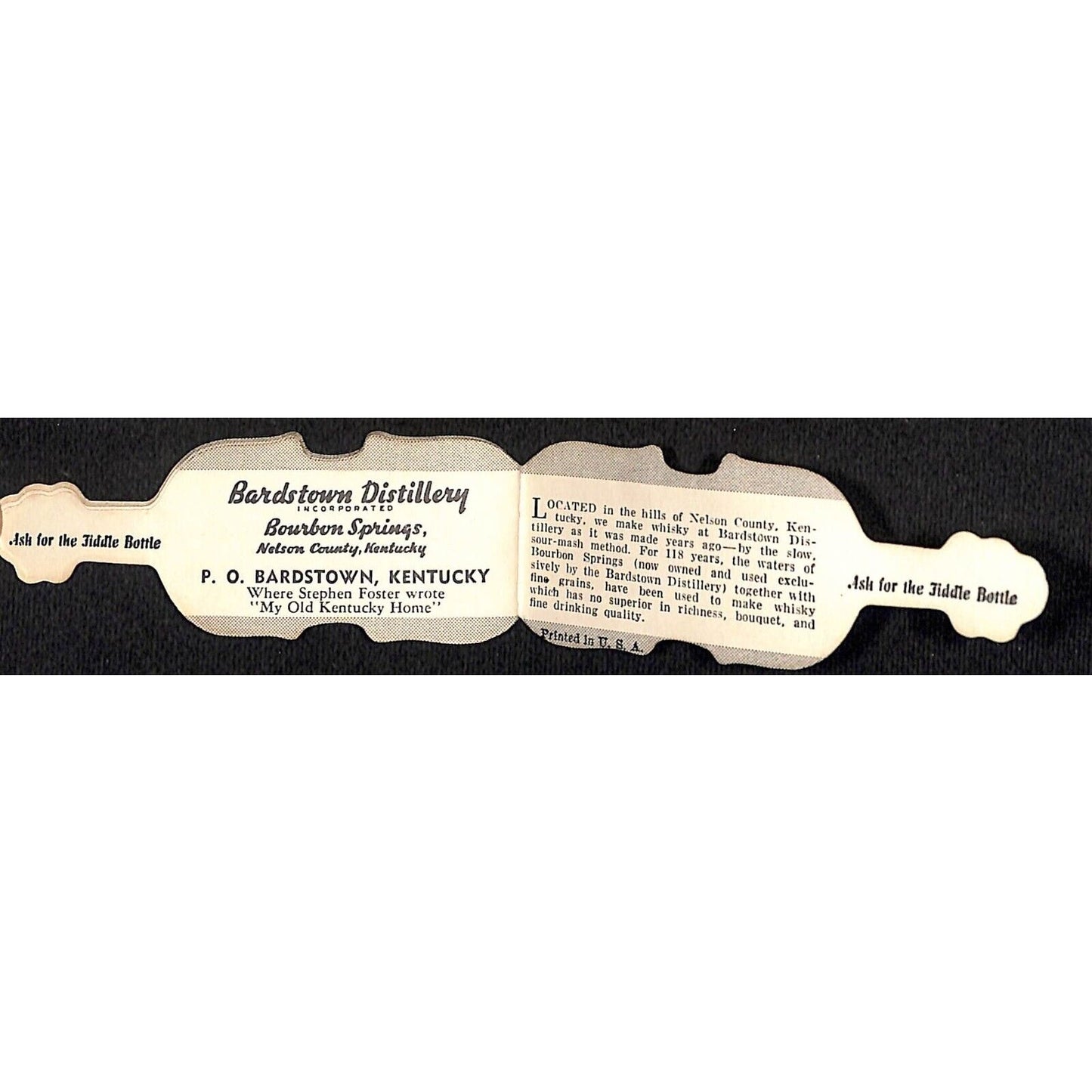 "Songs We Love to Sing" Stephen Foster Bardstown, KY 1937 Small Die Cut Booklet