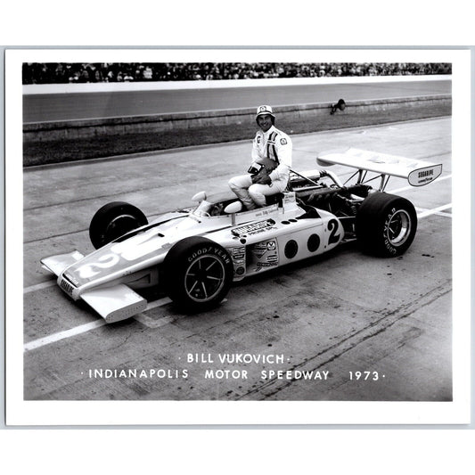 Bill Vukovich #2 1973 Indianapolis Motor Speedway 8" x 10" Photo IMS Stamp VGC