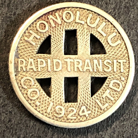 Honolulu Rapid Transit Co. Ltd. 1924 / WM G/F One Full Fare Token 16mm VGC
