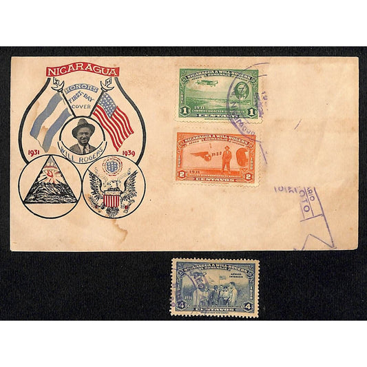 1931 - 1939 Nicaragua Honors Will Rogers First Day Cover