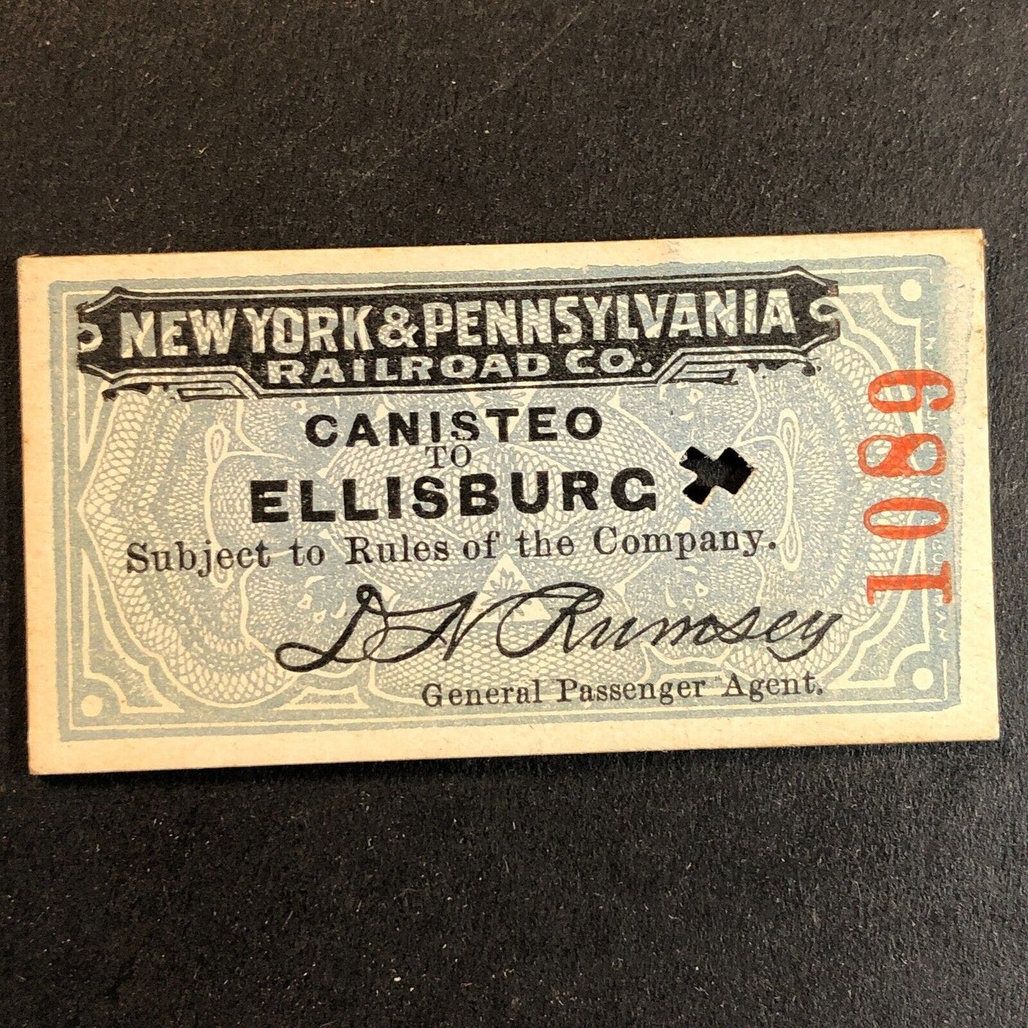 New York & Pennsylvania Railroad July 3 1917 Ellisburg Ticket #1089