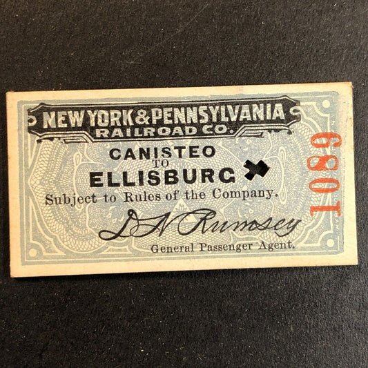 New York & Pennsylvania Railroad July 3 1917 Ellisburg Ticket #1089