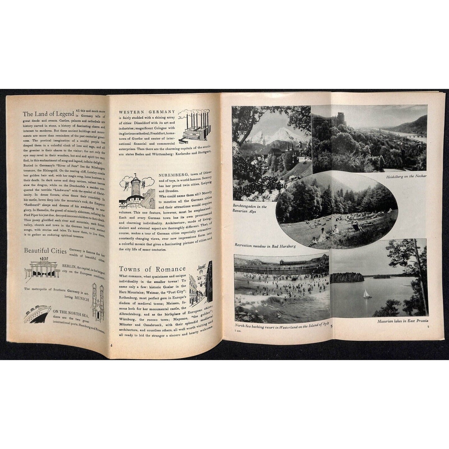 1934 "Travel in Germany" Pictorial Travel Brochure w/ 10 3/4" x 14 FO Map 40pp