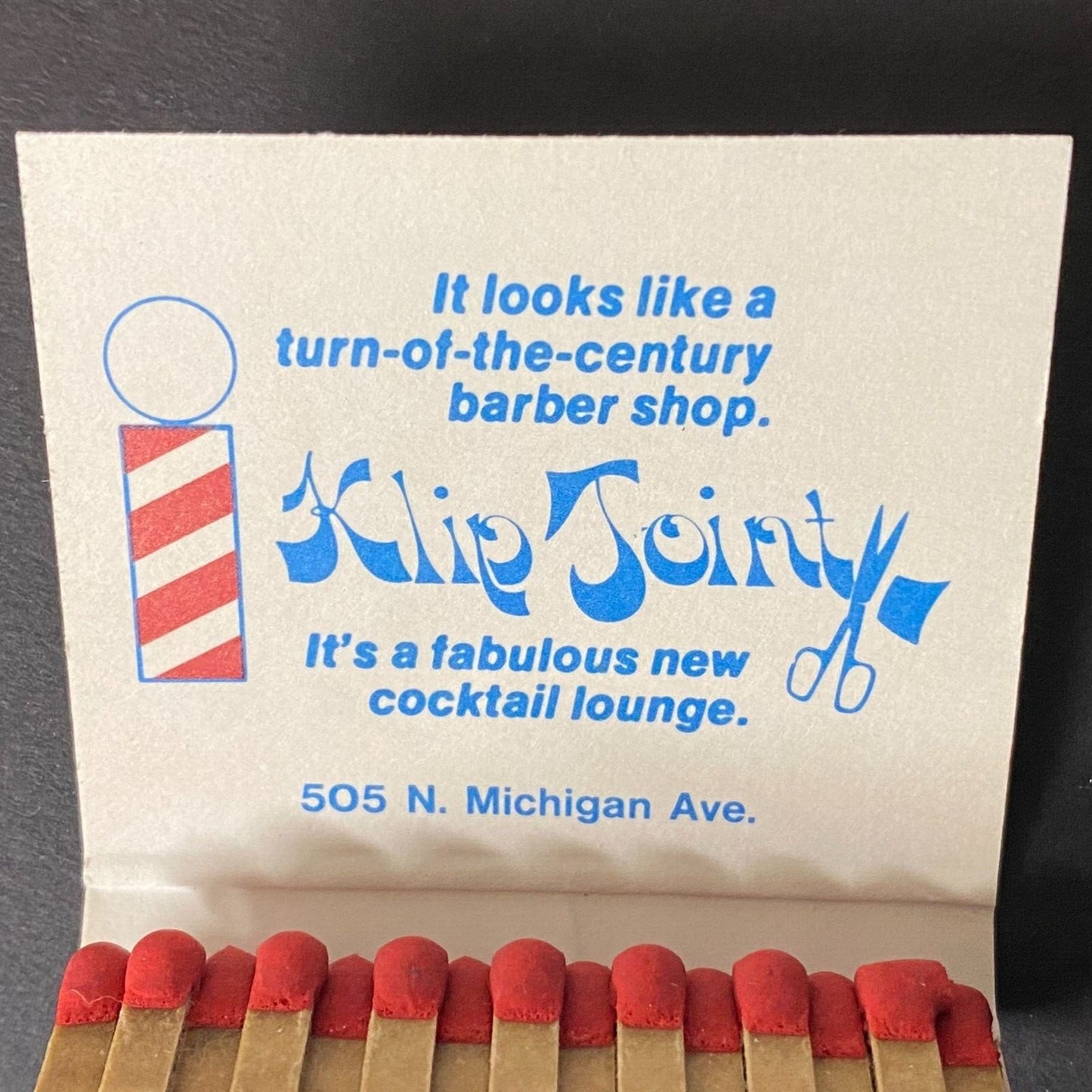 Klip Joint Cocktail Lounge / Sheraton Chicago Full Matchbook Scarce VGC c1973-74