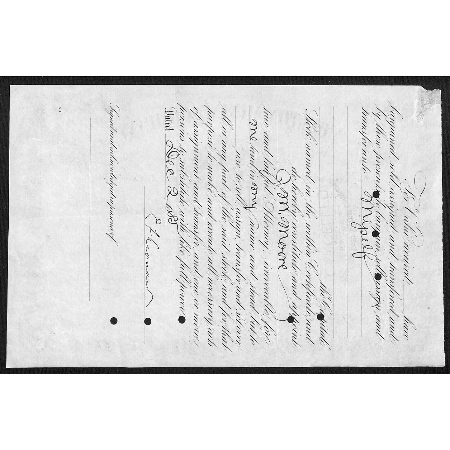 Moulton Mining Company 1881 Stock Certificate Vignettes W.A. Clark Scarce