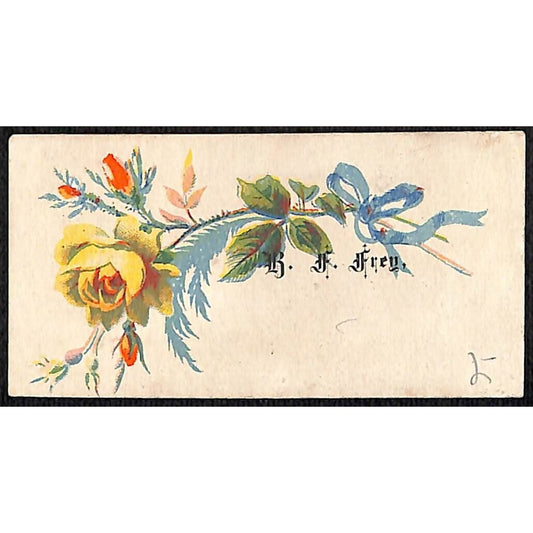 "R. F. Frey" Victorian Calling Greeting Card - Floral Yellow Rose