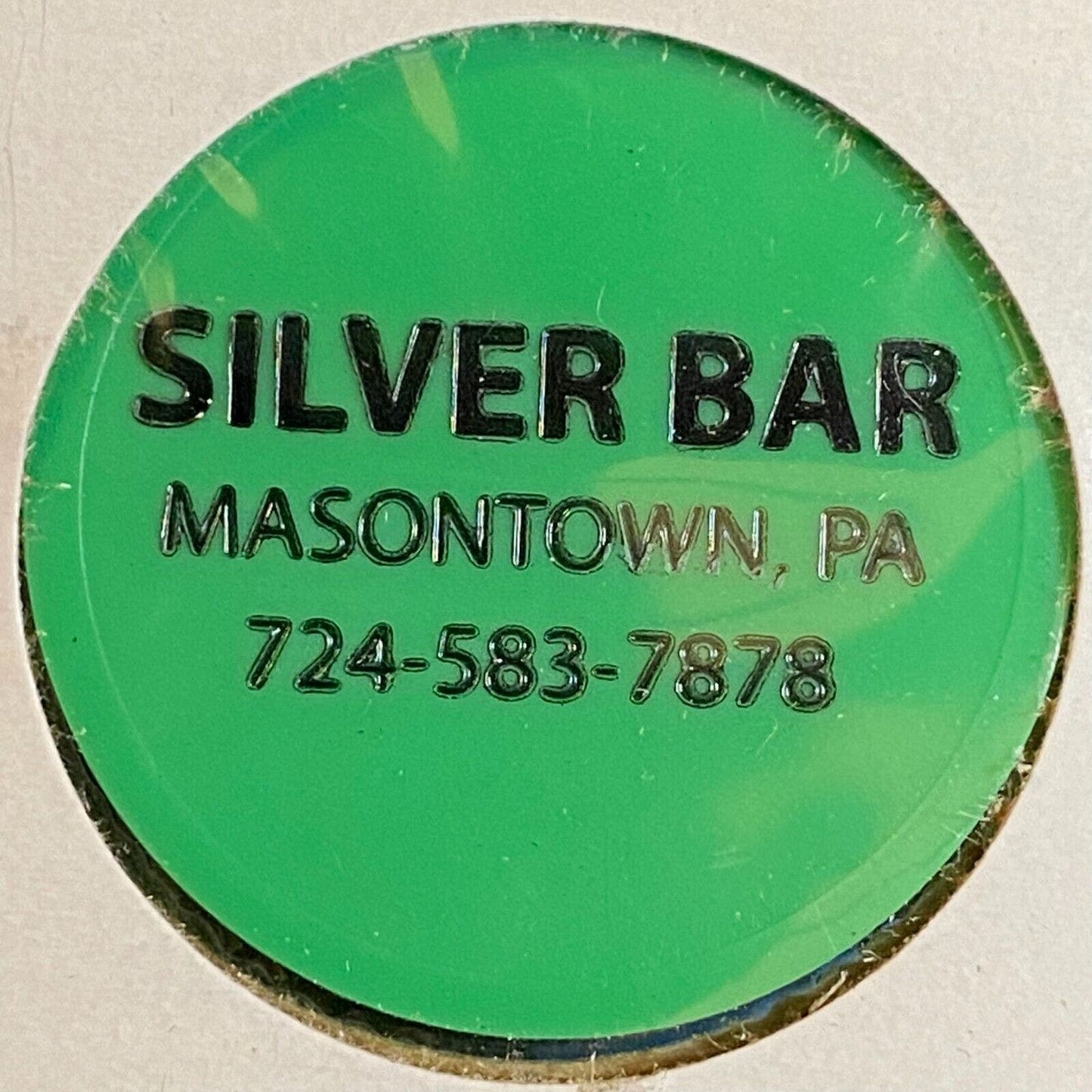 Masontown, PA Silver Bar c1998 Plastic Token G/F Large Draft Beer