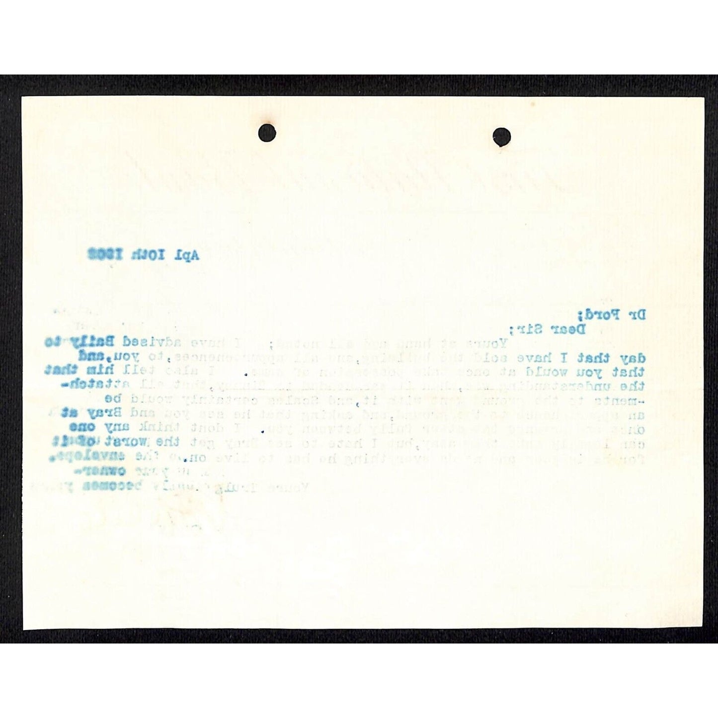 1902 First National Bank Dillon, MT TLS Letterhead "..He is poor and Needs.."