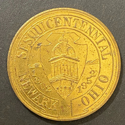 Newark, Ohio Sesquicentennial 1802 - 1952 G/F 50¢ Brass Trade Token 32mm (#4)