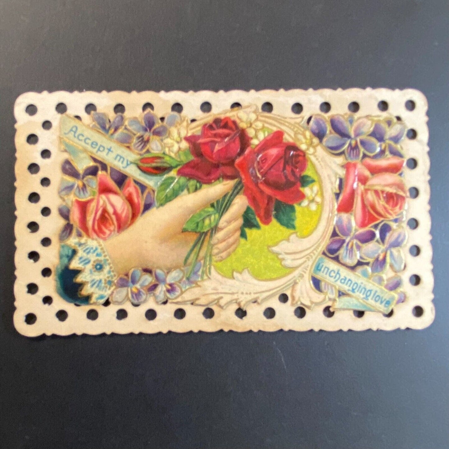 Eliza A. Bixler Victorian Hidden Name Card "Accept My Unchanging Love"